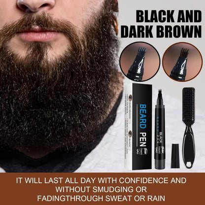 Beard Max Pro Waterproof Beard Filler Pen Kit with Brush for a Fuller Look