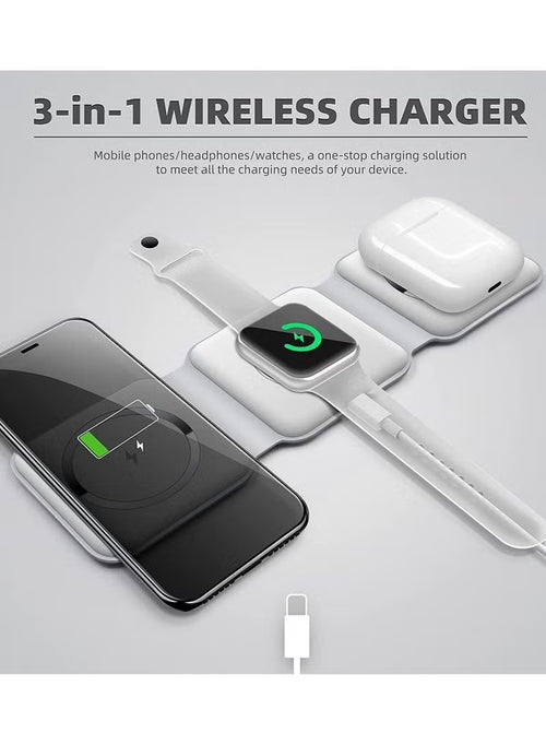 Power Dock 3-in-1 – Foldable Magnetic Wireless Charger for Phone, Watch & Earbuds