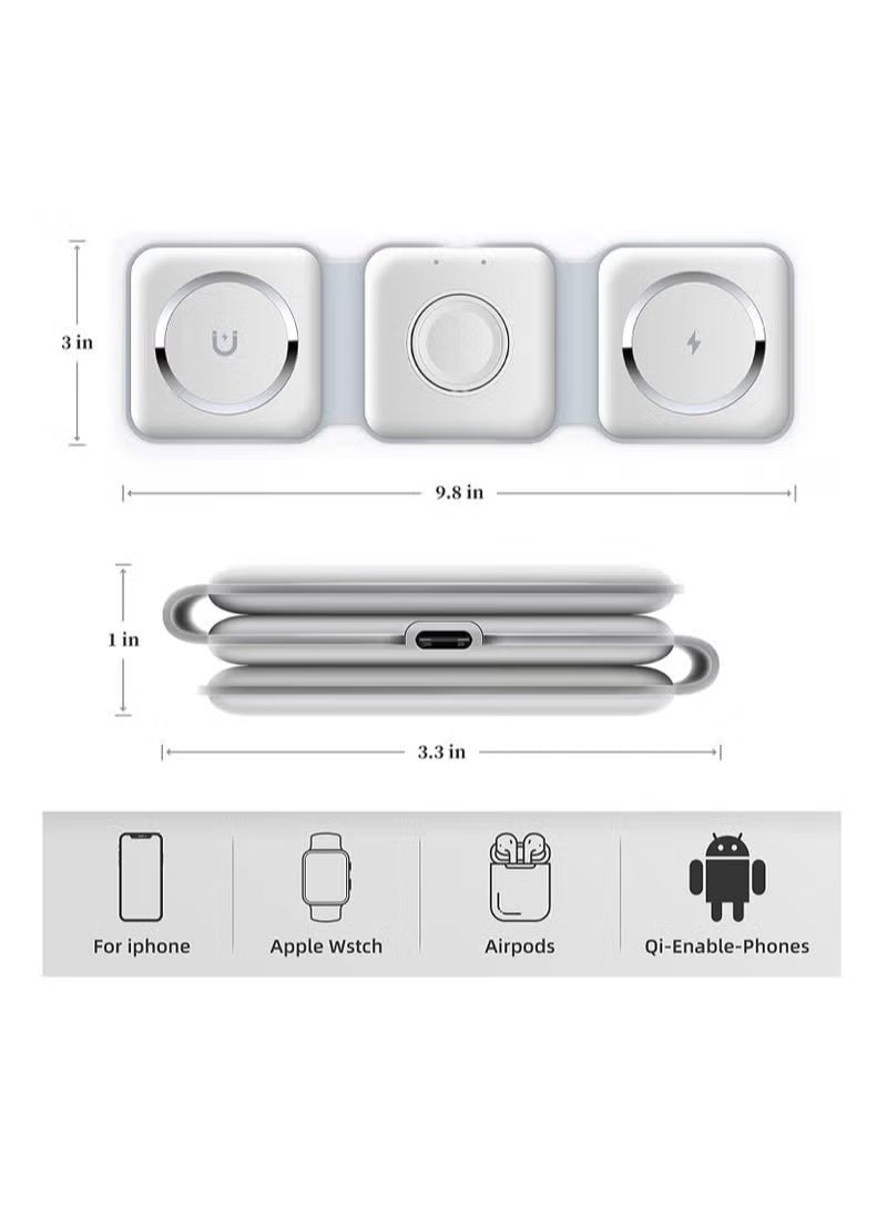 Power Dock 3-in-1 – Foldable Magnetic Wireless Charger for Phone, Watch & Earbuds
